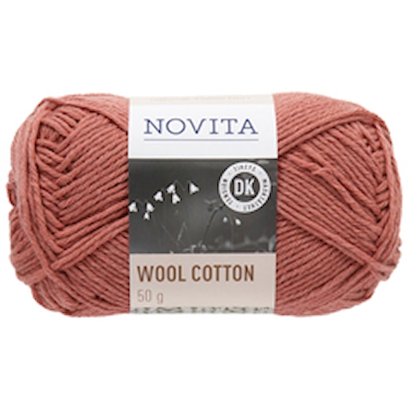 Novita, Wool Cotton, Garn, Ullmiks, 50 g, Granateple 532