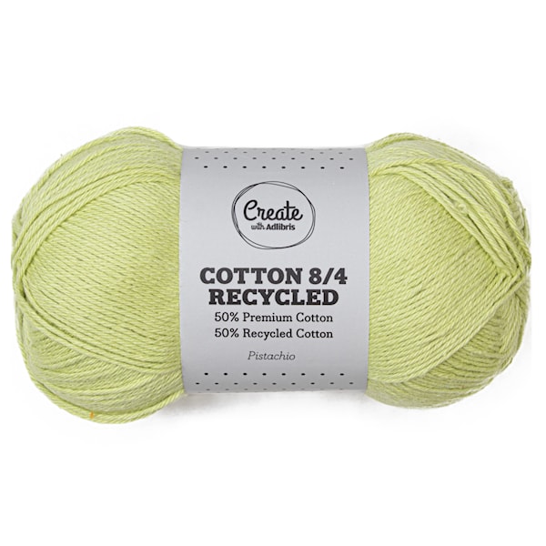 Cotton 8/4 Garn 100 g Recycled Pistachio A 077 Adlibris
