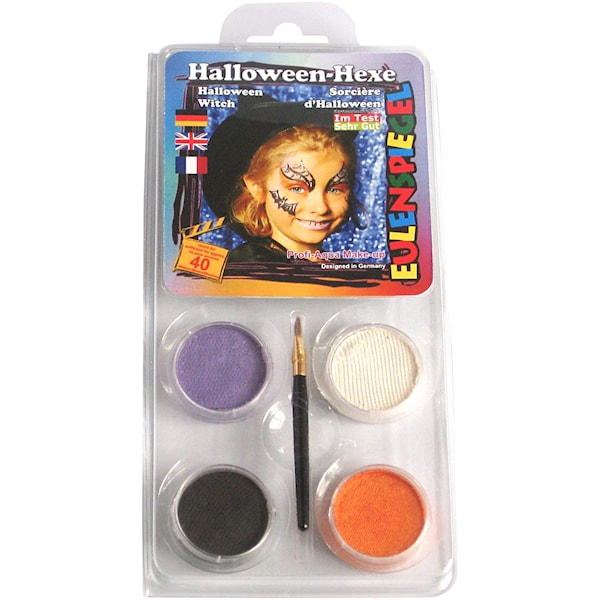 Eulenspiegel Ansiktsmaling - sminkesett, halloween heks, ass. farger, 1 sett