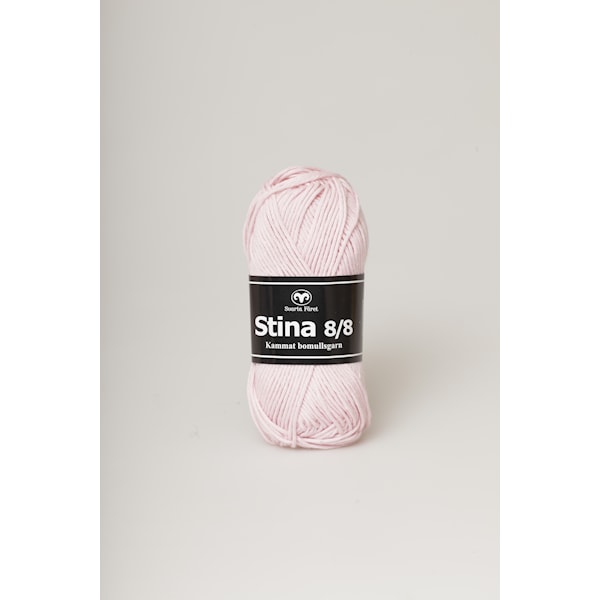 Stina 8/8 Garn Bomull 50 g lys rosa 241 Svarta Fåret