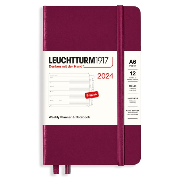 Hardcover A6 Weekly Planner & Noteb. 2024 Port Red, Leuchtturm1917
