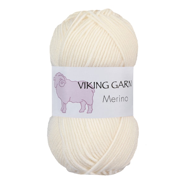 Viking Merino Garn 50 g Naturhvit 802 Viking Garn