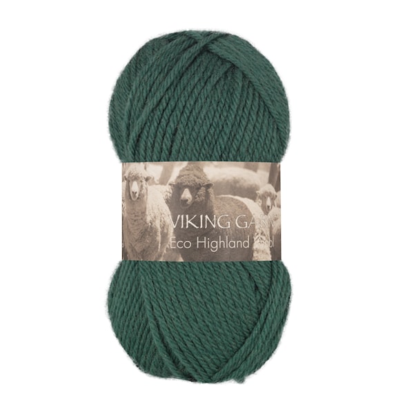 Highland Eco Wool Garn 50 g Mørk grønn 233 Viking Garn