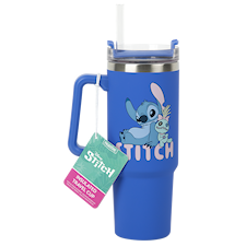 Stitch Blå 900 ml Isolerad Mugg med Sugrör Paladone