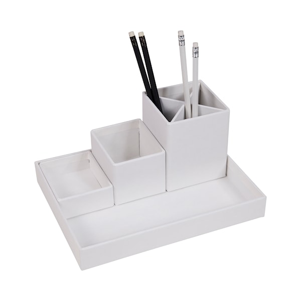 Skrivbordsförvaring i 4 delar Lena 23,5x18x11cm Vit
