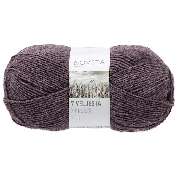Novita 7 Veljestä Lanka Villasekoite 150 g, luumu 070