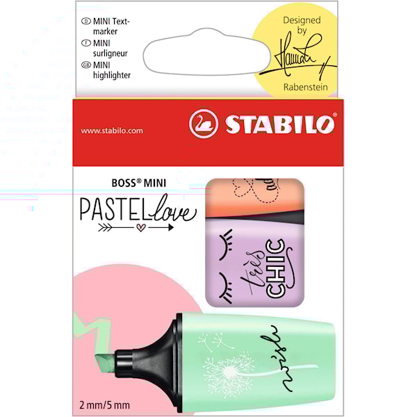 Överstrykningspenna STABILO BOSS Mini Pastellove 3st.