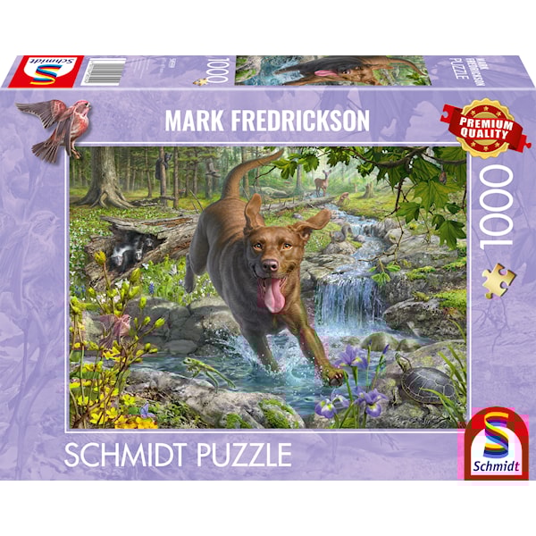 Puslespill Springtime cavorting with a Labrador Retriever 1000 brikker Schmidt