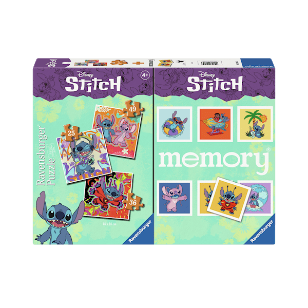 Disney Stitch 3 stycken Pussel och Memory ® Ravensburger