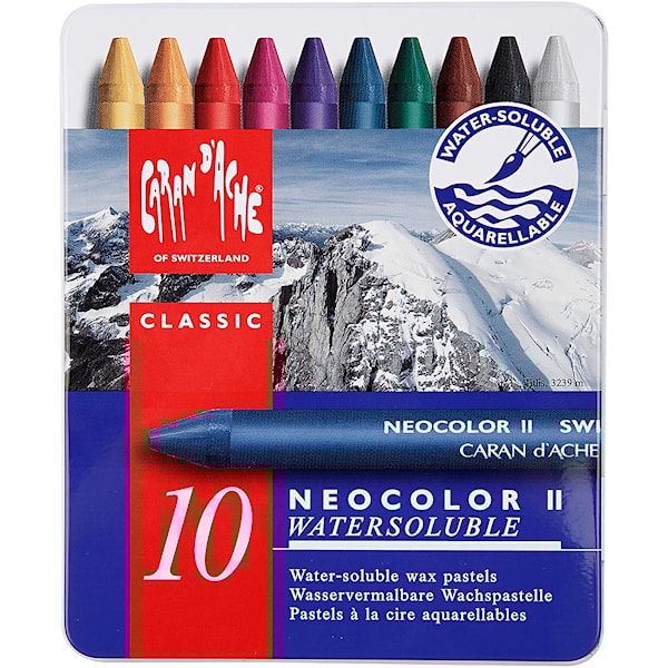 CARAN D’ACHE Neocolor II, L: 10 cm, tykkelse 8,5 mm, ass. farger, 10 stk./ 1 pk.