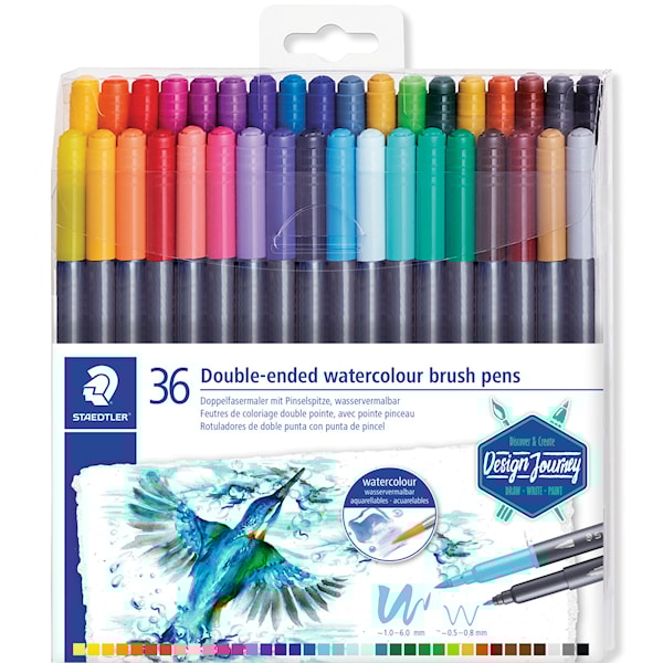 STAEDTLER Marsgraphic Duo - Twin-tip brush pen - assorted water colors - 1-6 mm / 0.8 mm fin (en pakke 36)