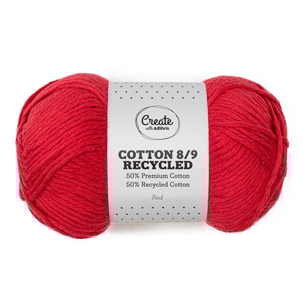 Cotton 8/9 Garn 100g Recycled Red A080 Adlibris