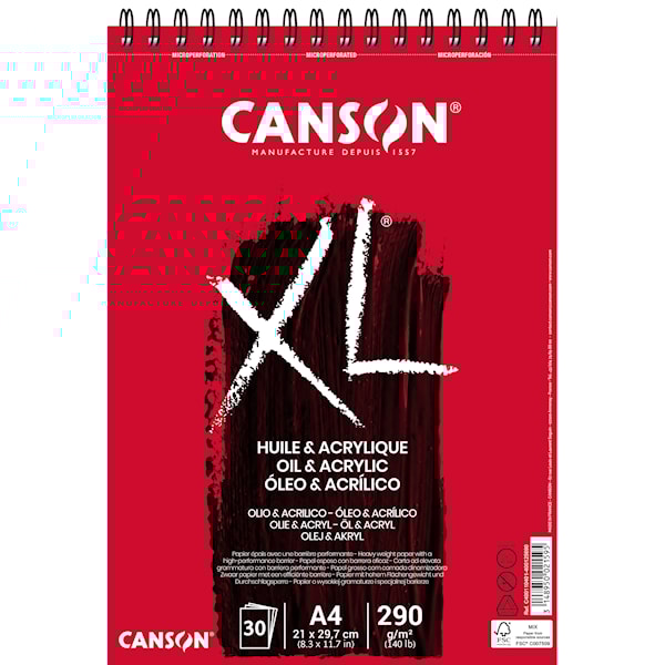 Olje/Akrylblokk A4 30 ark 290g Canson XL