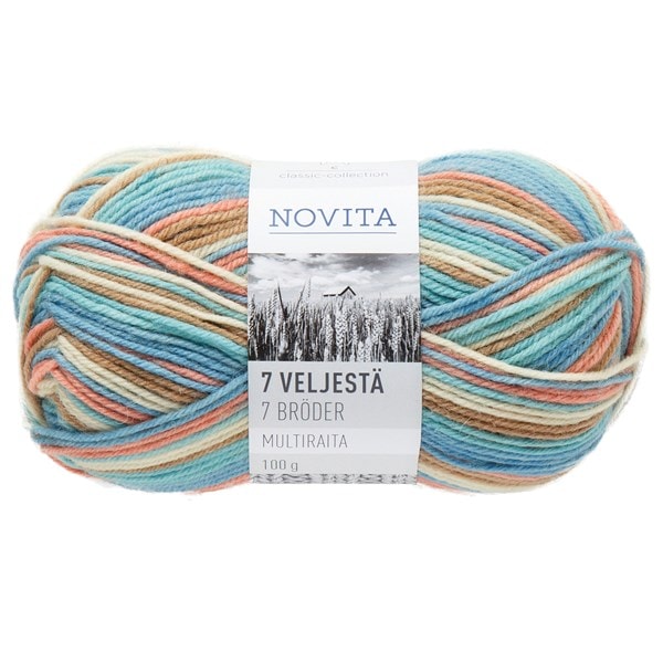 Novita 7 Bröder Multiraita Garn Ullmix 100 g, bagare 883