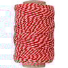 Bomullssnöre, tjocklek 1,1 mm, röd/vit, 50 m/ 1 rl.