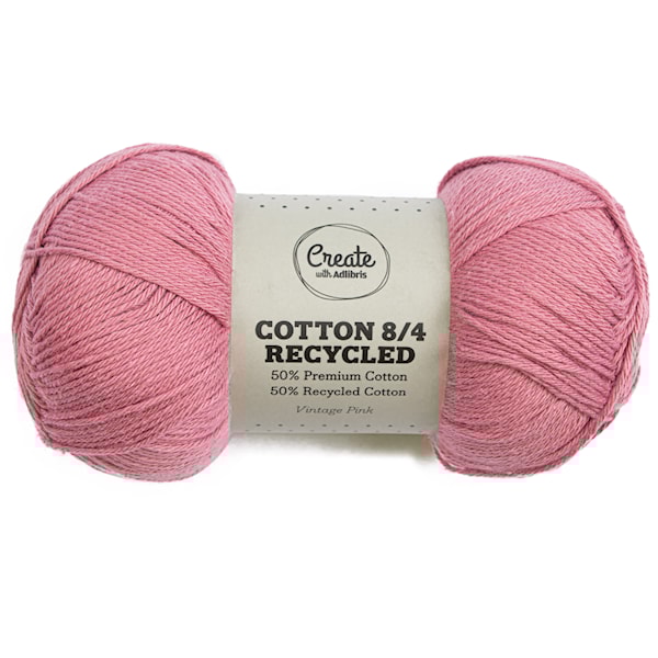 Cotton 8/4 Garn 100 g Recycled Vintage Pink A085 Adlibris