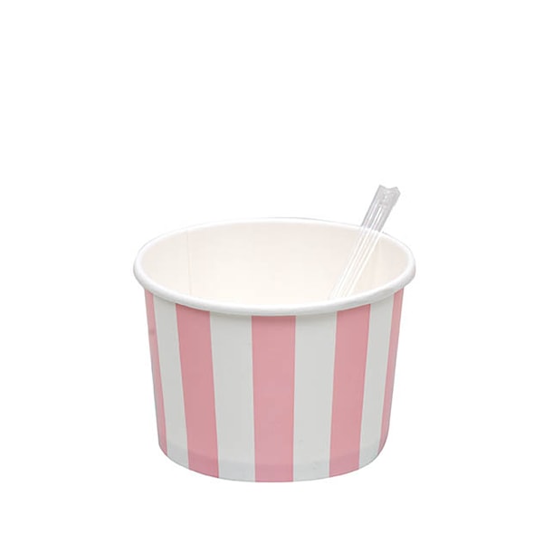 Glassbägare med Sked 20 cl Cerise/Vit 10 st