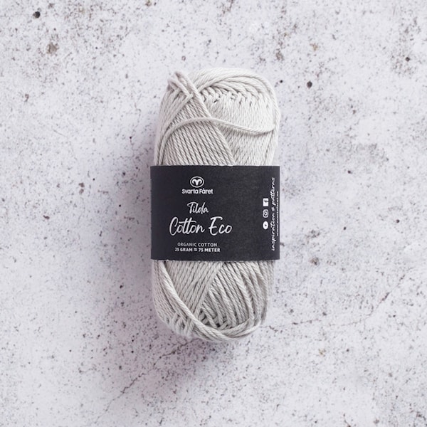 Tilda Cotton Eco Bomullsgarn 25 gr Mercury Grey (426212) Svarta Fåret