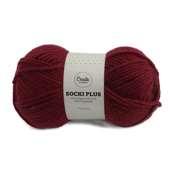 Adlibris Socki Plus Enfärgat lanka 100g Burgundy A138