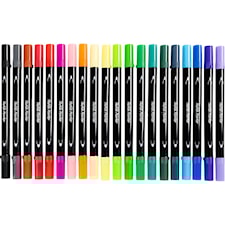 Tekstiilitussit, paksuus 2,3+3,6 mm, perusvärilajitelma, 20 kpl/ 1 pkt