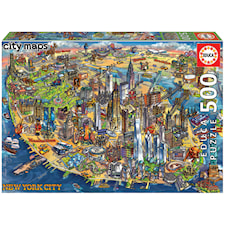 Pussel, New York City Map, 500 Bitar, Educa