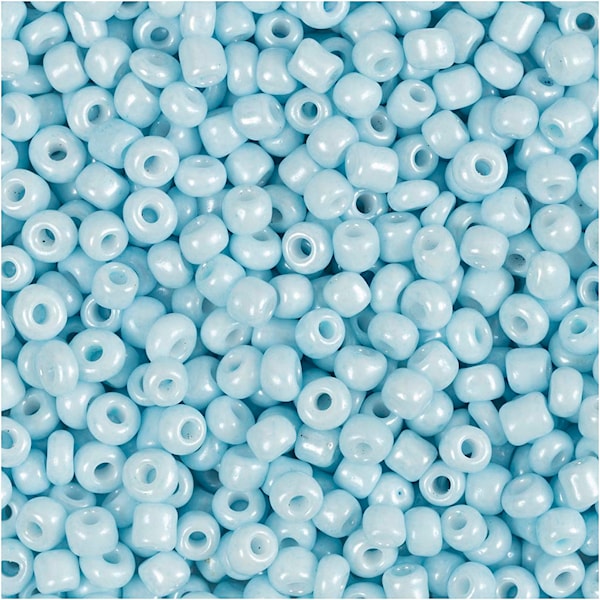 Rocaillesperler, dia. 3 mm, str. 8/0, hullstr. 0,6-1,0 mm, lys blå, 25 g/ 1 pk.