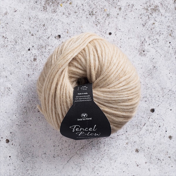 Tencel Blow alpakka-miks garn 50g Calico Beige 016 Svarta Fåret