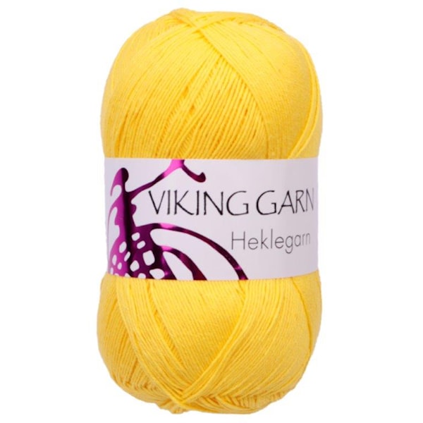 Viking of Norway Heklegarn 12/4 Garn Bomull 100g Gul 845