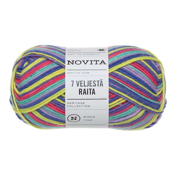 7 Brødre Raita Garn Ullmiks 100 g gledesbue 978 Novita