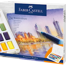 Akvarellfärger 24 st med Palett och Vattenpenselpenna Faber-Castell