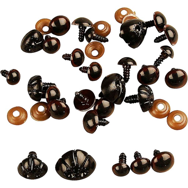 Bamseøyne og -snuter, dia. 10-15 mm, str. 15-25 mm, 130 ass./ 1 pk.