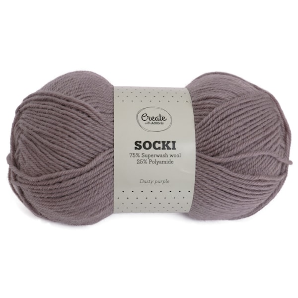 Adlibris Socki Garn Enfärgat Ullmix 100g Dusty Purple A144