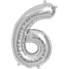 Sifferballong, Rico, "6", Silver, 36 cm.