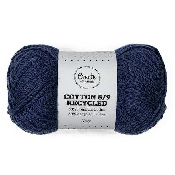 Cotton 8/9 Garn 100g Recycled Navy A081 Adlibris