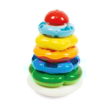 100 % kierrätysmuovista valmistettu pinottava lelu vauvoille Clementonilta.