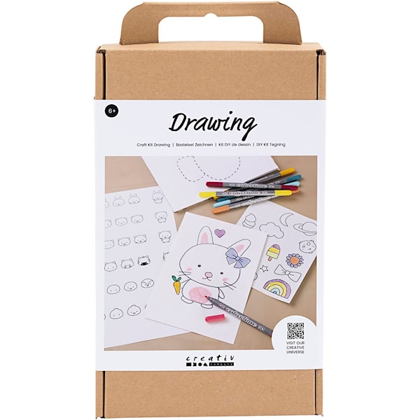 DIY Kit Tegne, Blandede figurer, pastellfarger, 1 pk.