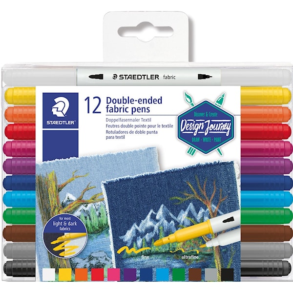 Tekstilpenn dobbeltspiss 12-p Design Journey Staedtler