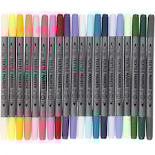 Tekstiilitussit, paksuus 2,3+3,6 mm, lisävärit, 20 kpl/ 1 pkt