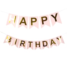 Flag Banner Happy Birthday Pink