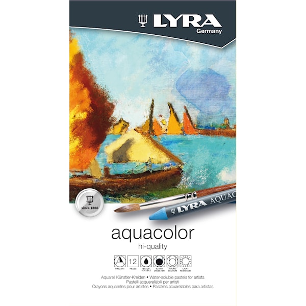 Akvarellkritt Aquacolour 12 stk sett Lyra