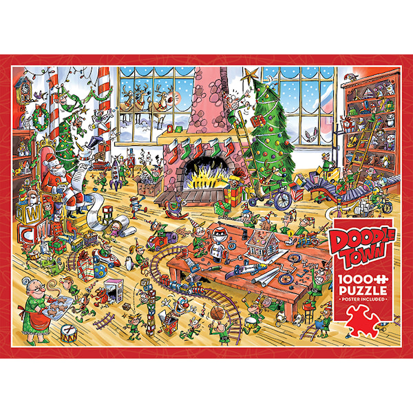 Puslespill DoodleTown: Elves at Work 1000 brikker, Cobble Hill