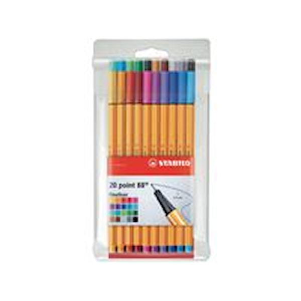 Ritpenna Fineliner Stabilo Point 88 Multi 20-pack