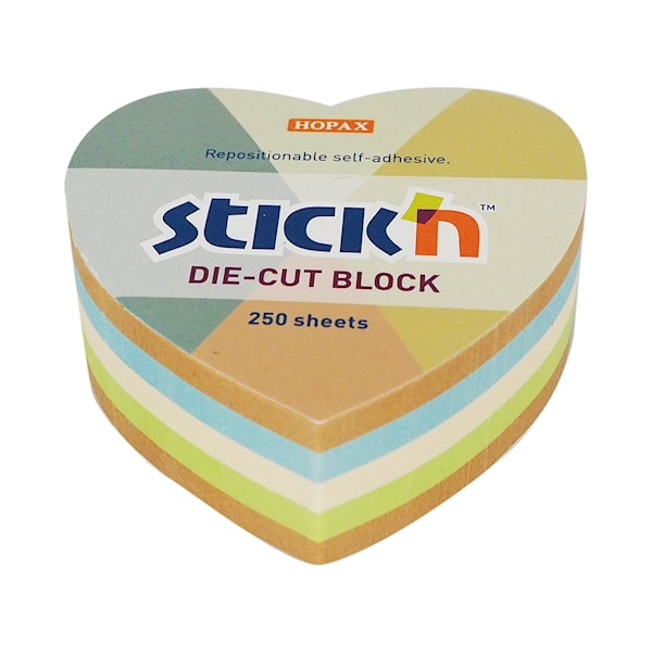 Notiskube Hjerte Gjenvunnet 67x67 mm Stick'n