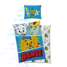 Bäddset Bamse 100% Bomull 150x210 + 50x60 cm Blå