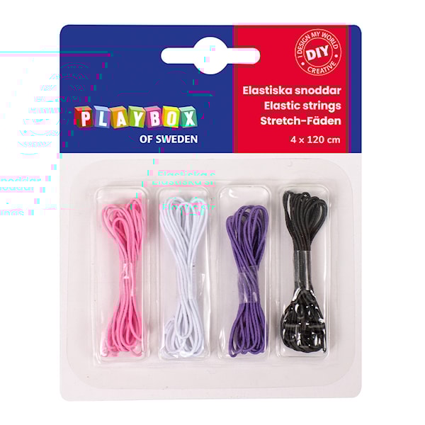 Elastiske Snorer ulike farger 4-pakk Playbox