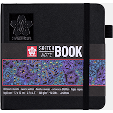 Sakura luonnos-/muistivihko 12x12 cm, 80 sivua, musta paperi 140g