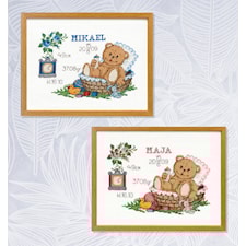 Broderisett Fødselsbilde Dåpsgave 22 x 15 Svarta Fåret