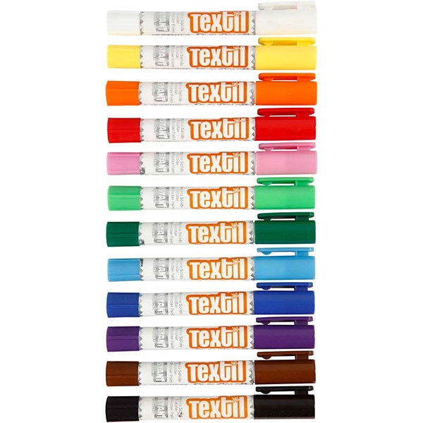 Playcolor Textilfärg, L: 14 cm, mixade färger, 12 st./ 1 förp., 5 g