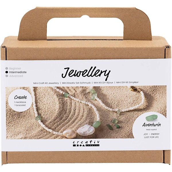 Mini DIY Kit Smykker, Aventurine halskjede og armbånd, 1 pk.