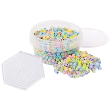 Rörpärlor Pastell 1000 st, Burk Med Platta Playbox